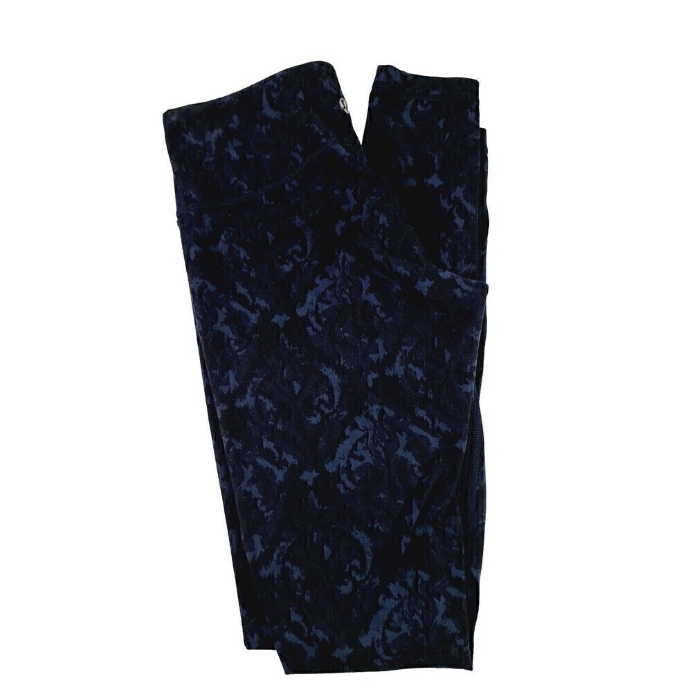 Lululemon Wunder Under Pant Roll Down Leggings Women's Size 6 Floral Sport Iris